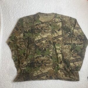 Vintage Realtree camo men pocket single stitch long sleeve shirt USA made 90s xl